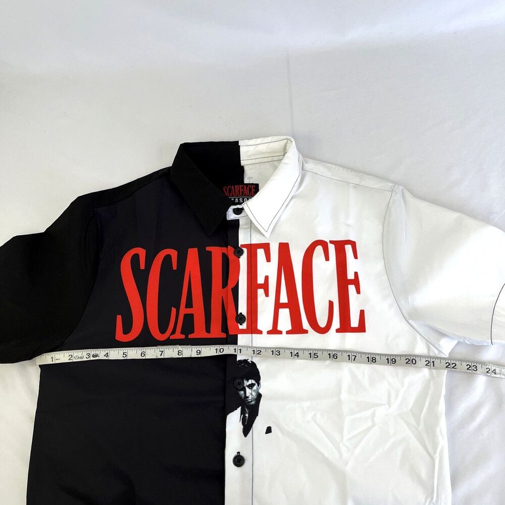 New Mens Reason Scarface AOP Button Up Short Sleeve Shirt Size Medium NWT - Picture 5 of 8